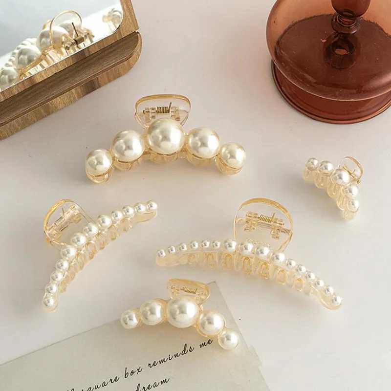 New Acrylic Hair Claws Clips Pearl Hairpins For Woman Large Size Barrette Crab Ladies Fashion Hair Accessories Hairgrip Headwear H260328