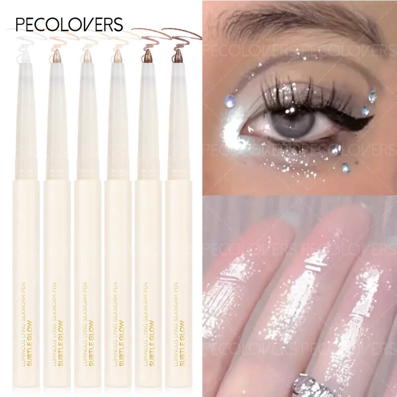 1PC 2-in-1 Multicolor Eyeshadow Highlighter Pen - Pearlescent Glitter Finish Waterproof Vivid Pigment Long-Wearing H260328