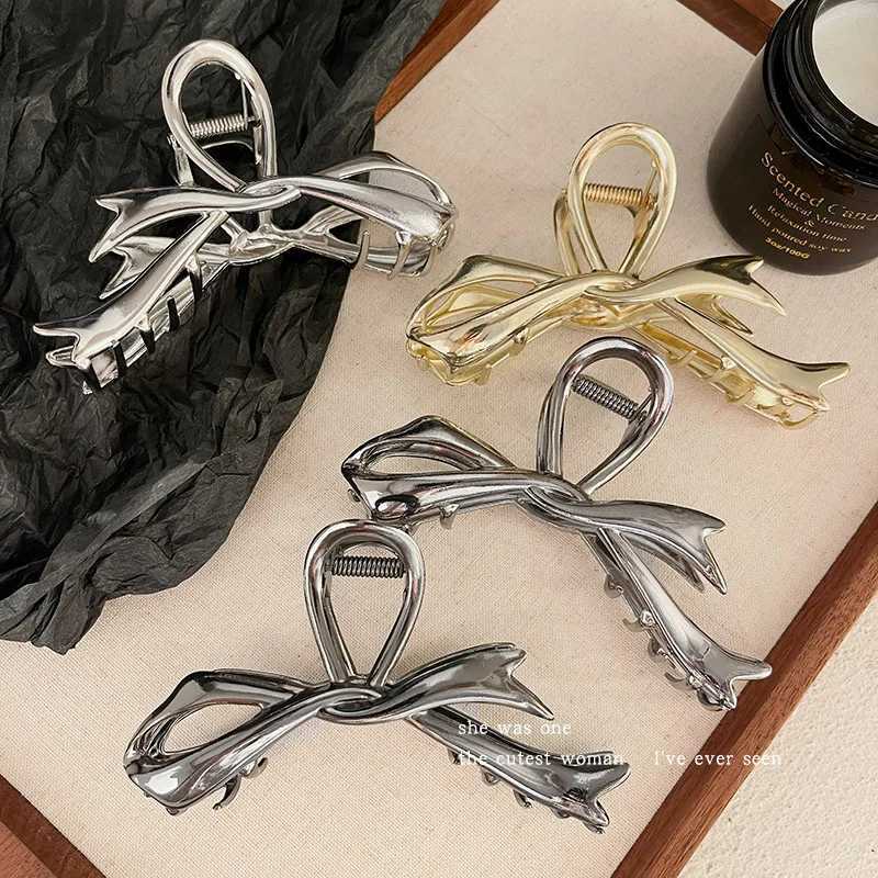 Metal Hair Clip Fashion Barrettes Korean Geometric Black Bow knot Hair Claw for Women Thick Thin Accessories Bath Crab Clamp H260328