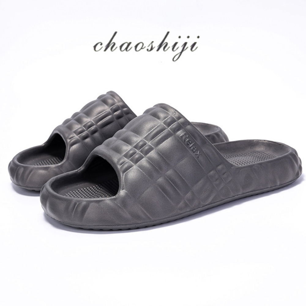 Slides Couple Ultra Light Trendy Plaid Pattern Fashion Gifts EVA Slippers Summer Outdoor Sandals Fashionable Non Slip Solid Slide Daily Outfit 2502A - view 3