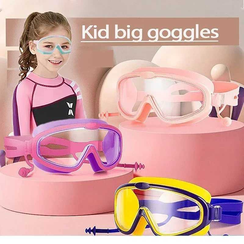 Kids swim goggles big glass len for child boy girl big goggle berenang budak kanta mata besar kanak swim glass Z260328
