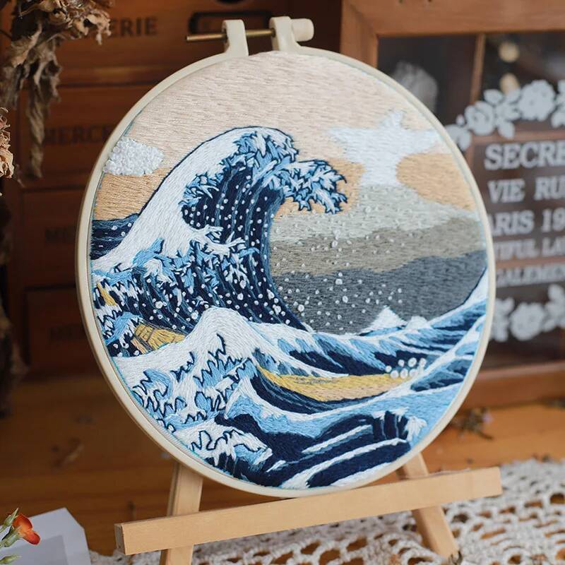 Hand Kit Beginners Adults, Sea Water Stamped Cross Stitch kit for Adult Beginner Needlepoint Embroidery Starter - view 5