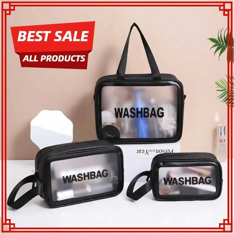 Portable Cosmetic Waterproof Bag Large Capacity Dust Proof Make Up Storage Handbags PVC Fashion Transparent Travel Bags D260328