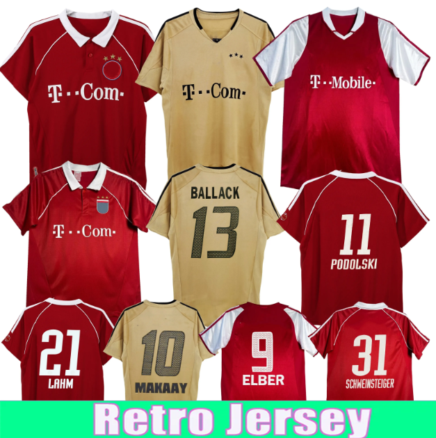 2003 2004 2005 2006 2007 Ballack Makaay Schweinsteiger retro soccer jerseys 04 05 Bayernes Municher Deisler SCHOLL ELBER away classic vintage football shirt