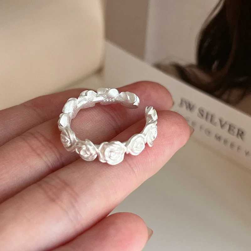 925 Sterling Silver Rings For Women Geometric Fine Jewelry Finger Adjustable Sparckling rose Shape Ring For Party Birthday Gift H260328