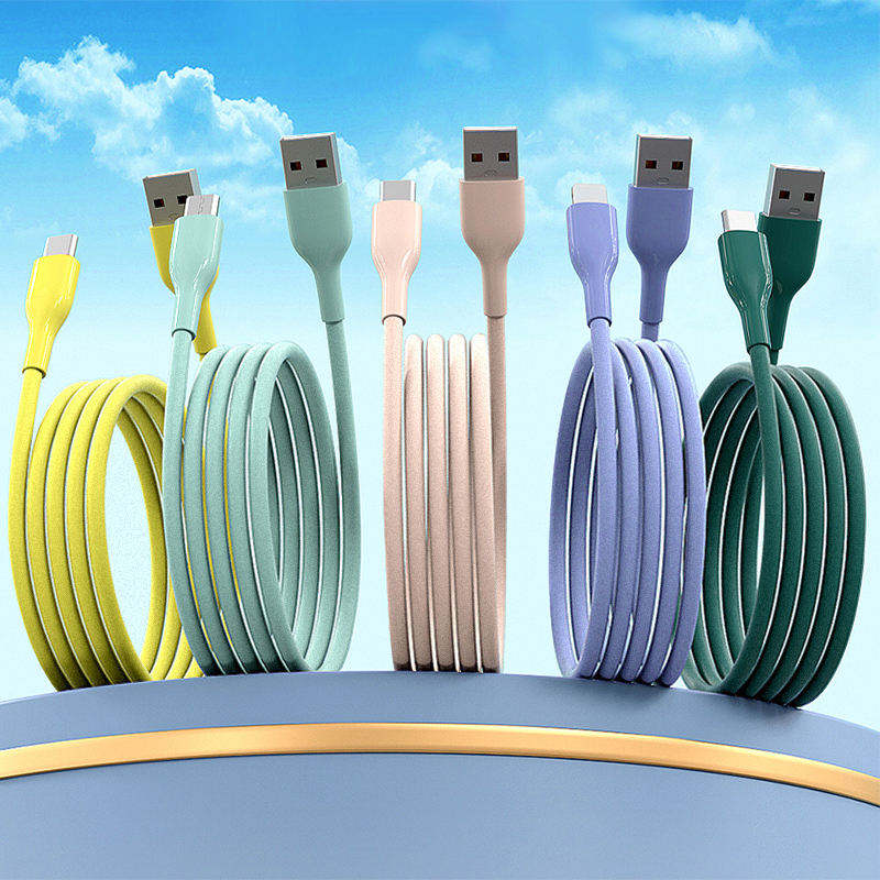 Liquid Silicone USB C Cable Soft Fast Charging Cable Cord Felxible Charger Anti-Tangle for Universal Phones