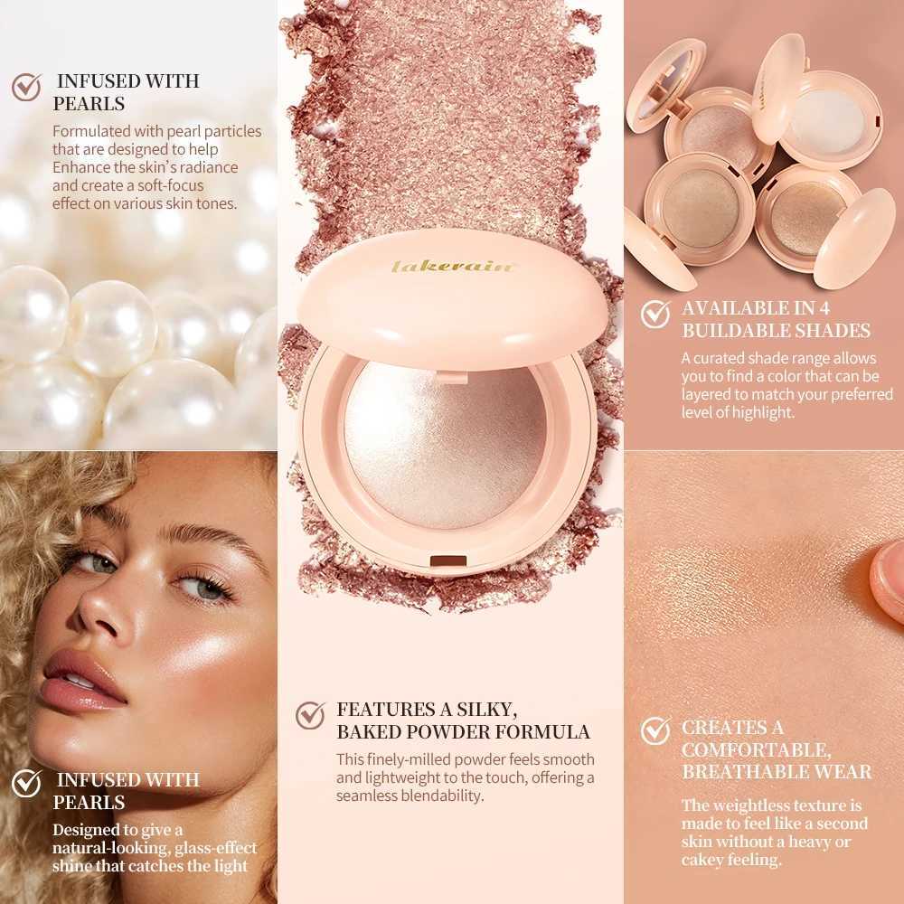 Lakerain Silken Touch Highlight Powder Smooth Texture Luminous Finish Long Lasting Makeup Waterproof Baked Highlighter Powder H260328