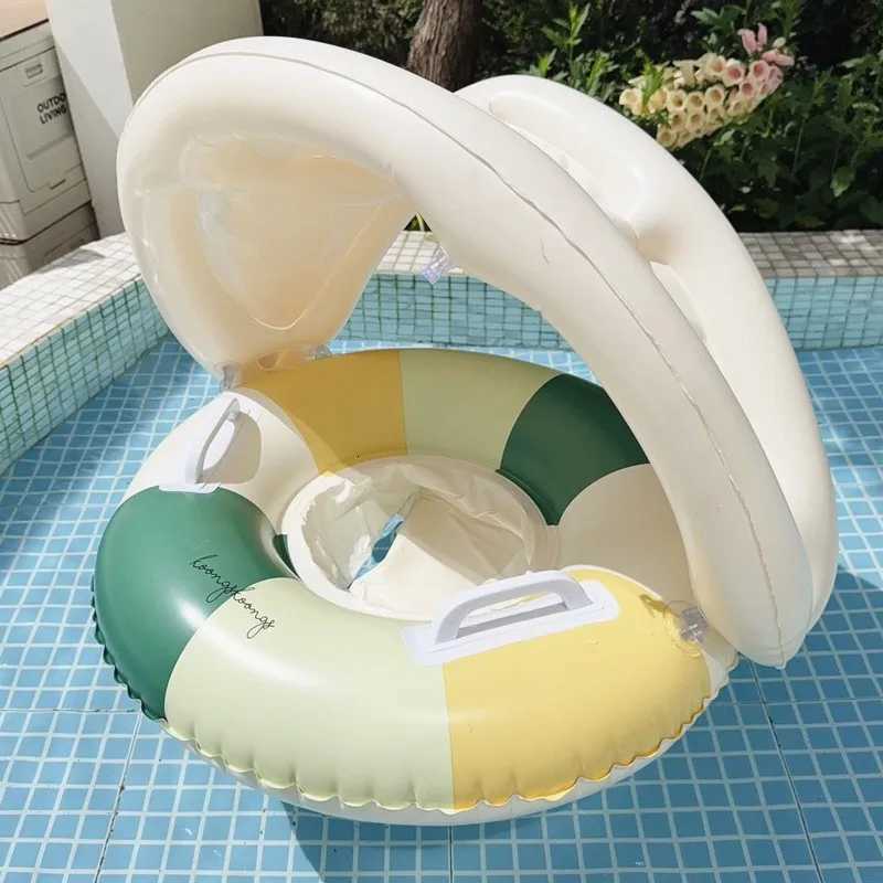 Baby Swimming Float Inflatable Circle Baby Pool Float Ring with SunShade Baby Bathing Swimming Pool Toys for Babies 3-36 Months Z260328