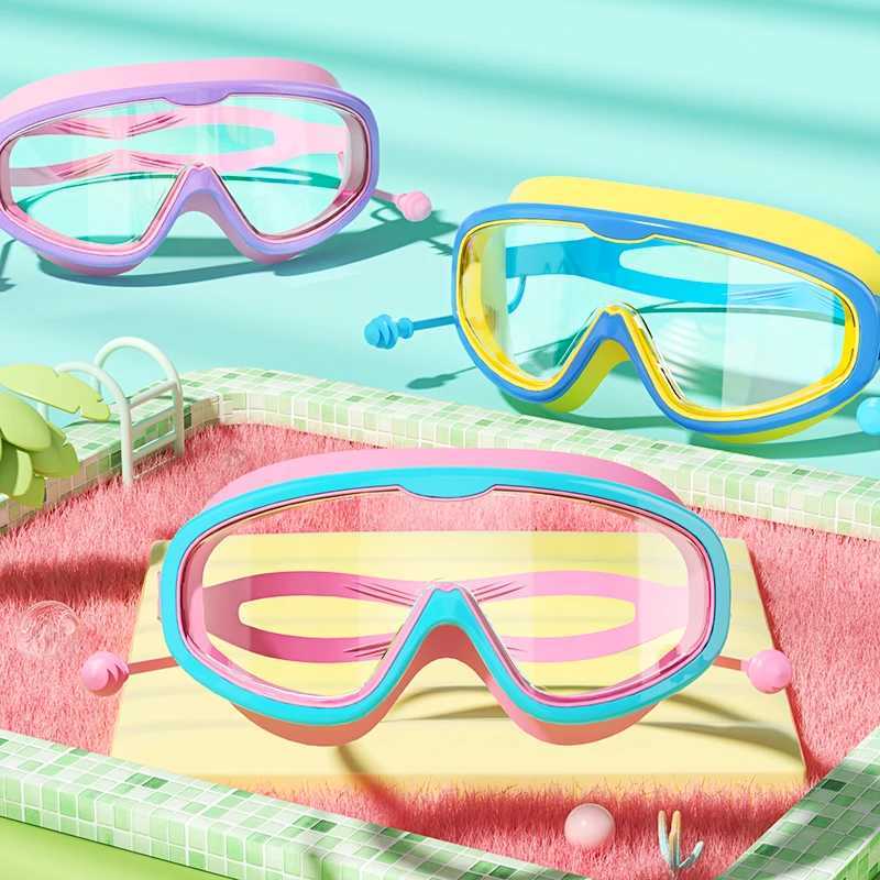 Kids Large-Frame Swimming Goggles - HD Waterproof Anti-Fog Stylish - For Boys Girls Ages 3-14 Z260328