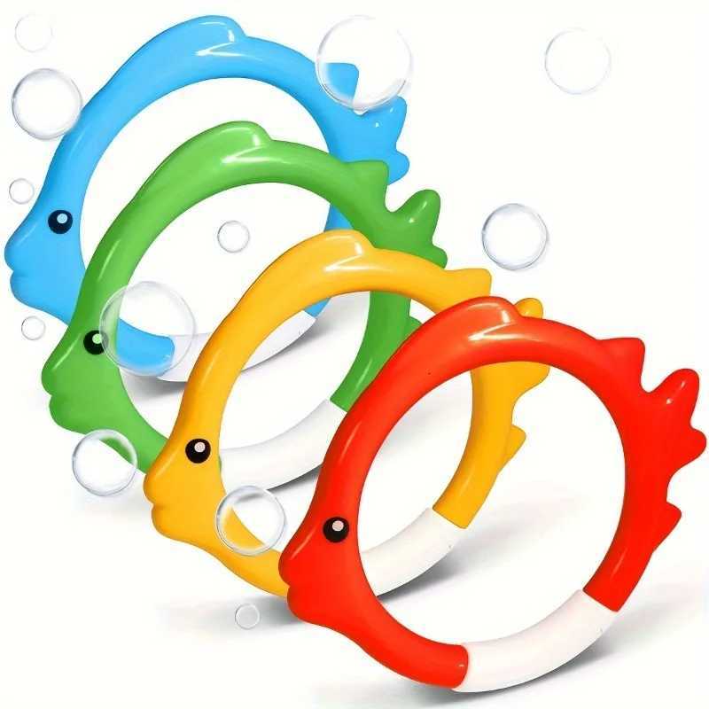 4/8PCs Diving Rings Set - Underwater Swim Training Gear with Fish-Shaped Retrieval Rings Floatable PVC Pool Toys Adults/Kids Z260328