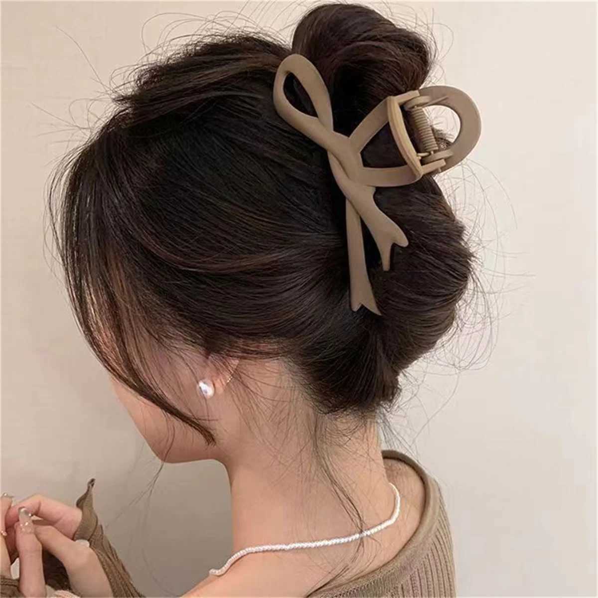 13CM Matte Hair Clips Vintage Ribbon Bow Hair Claws Crab Headwear Hairpins Shark Ponytail For Women Hair Accessories Barrettes H260328