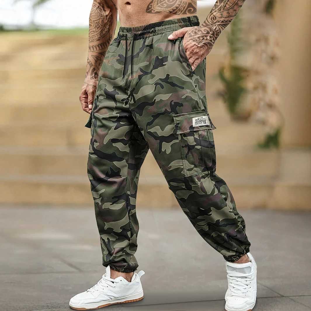 Trendy Camo Cargo Pants Camo Cargo Pants - Mens Trendy Casual Regular Fit Trousers With Side Pocket For Outdoor Activities M260328