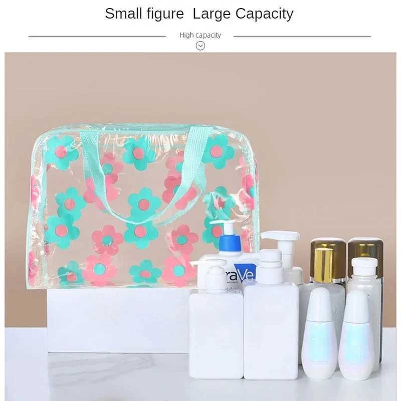 Transparent PVC Makeup Bags Portable Womens Floral Waterproof Cosmetic Bag Travel Washing Toiletry Shower Storage Pouches D260328