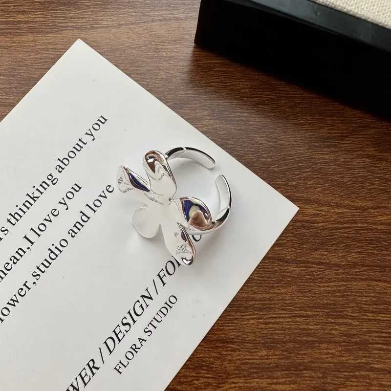 925 Sterling Silver Exaggerated Big Flower Adjustable Rings For Women Luxury Quality Jewelry Accessories Wholesale Jewellery H260328