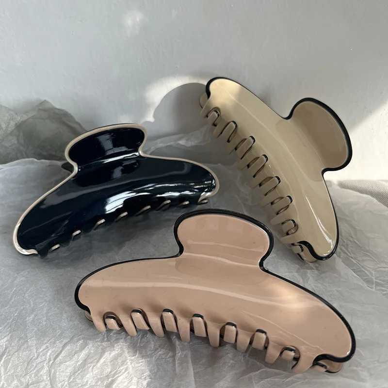 French Elegant Large Acetate Hair Claw Clips For Women High Quaility Solid Color Grab Hair Shark Clip Barrettes Hair Accessories H260328