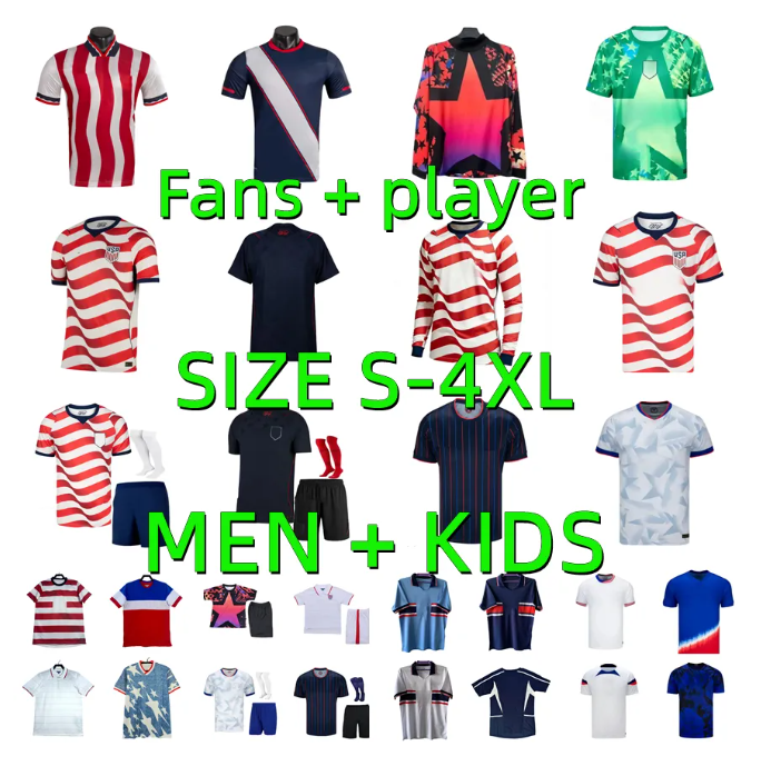 24 25 26 27 United states PULISIC USAS Soccer Jerseys 2025 2026 McKENNIE REYNA WEAH MORGAN LALAS 1994 1996 2013 2014 Retro Football Shirts Player Version Men Kids kits