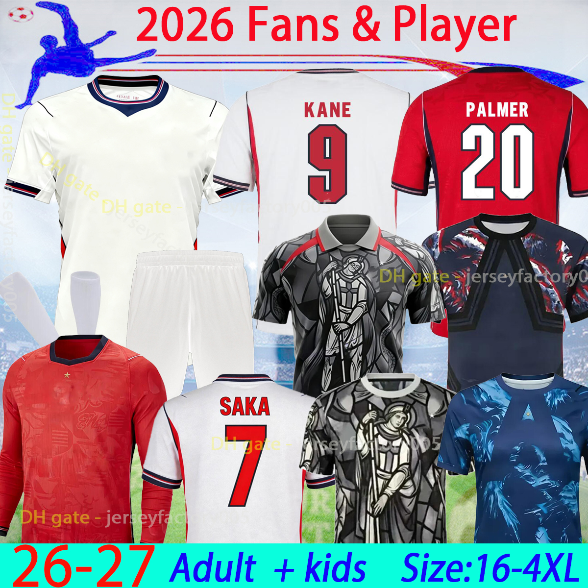 16-4XL 2026 KANE home away soccer jerseys BELLINGHAM men kids kit women ENGlANDS RASHFORD RICE FODEN GORDON PALMER MOUNT 26 27 football EGL national team shirt