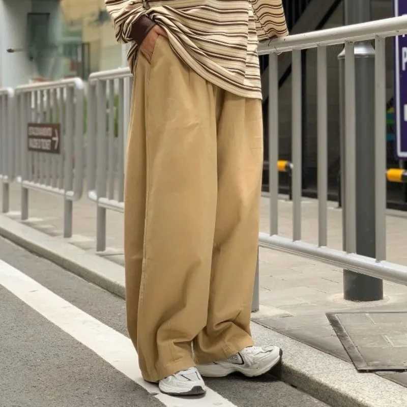 100 Cotton Baggy Pants Men Wide Leg Oversize Japenese Y2k Ankle-length Long Harem Trousers Casual Sport Old Money Vintage M260328