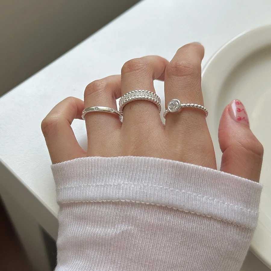 VENTFILLE 925 Sterling Silve Zircon Bead Ring for Women Girl Party Gift Versatile Sweet Cool Vintage Korean Jewelry Dropshipping H260328