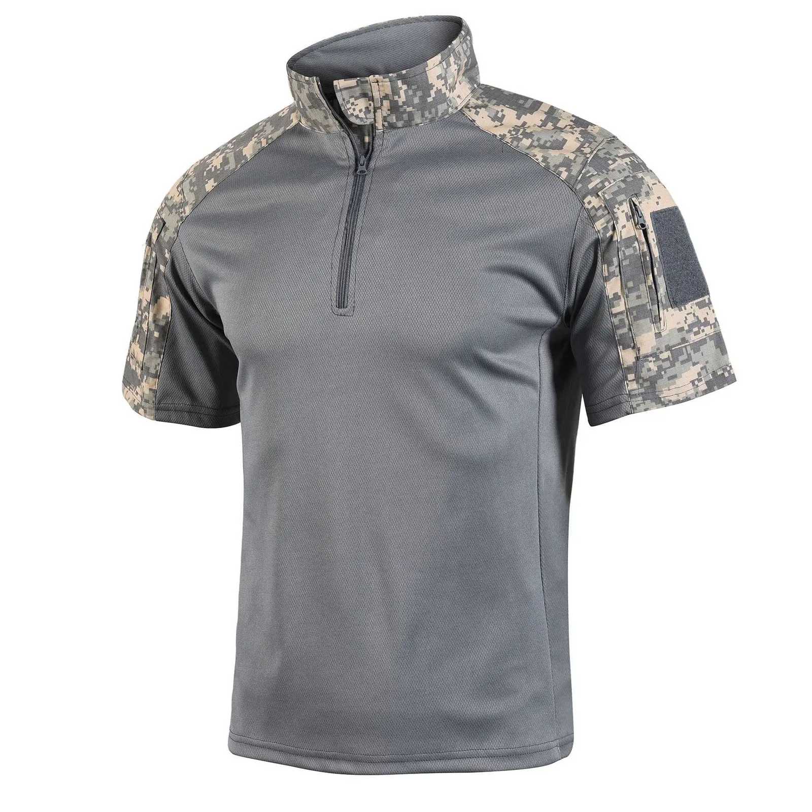 Mens Tactical Shirt Short Sleeve Quick Dry Breathable Outdoor Training Military Frog Shirt American Camo Combat Fitness T-Shirt C260326