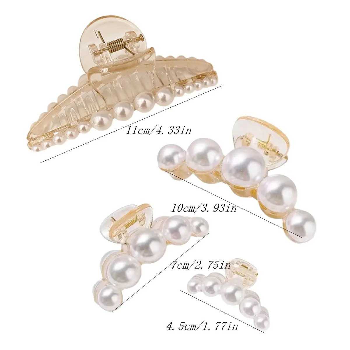 Half-Up Hair Metal Small Side Hair Clip Imitation Pearl Texture Elegant Back of the Head Shark Clip Hair Accessory H260328