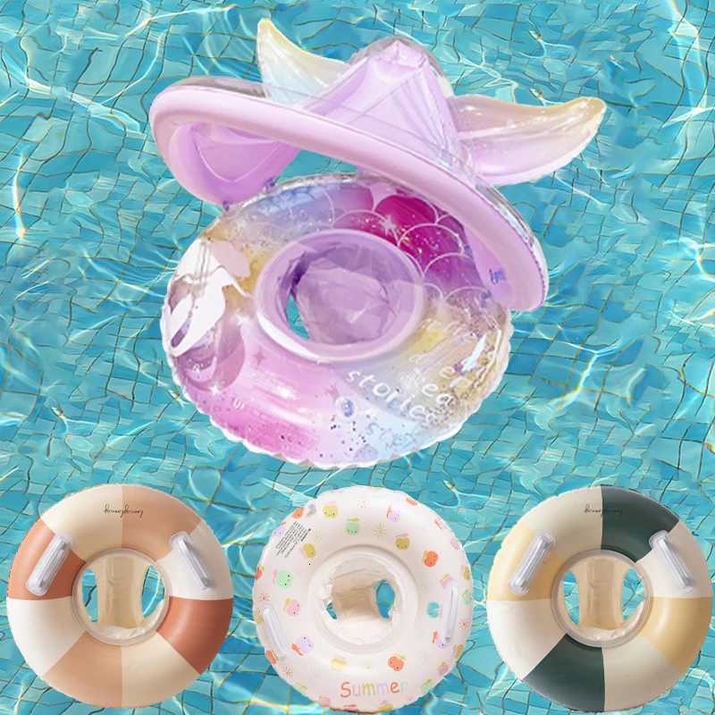 Baby Swimming Float Ring Toy Inflatable Swim Ring Floating Safty Seat with Canopy Kid Summer Water Pool Play Equipment Beach Toy Z260328