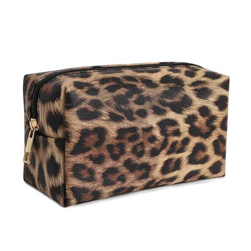 Travel PU Makeup Bag Womens Leopard Large Capacity Portable Zippe Storage Bag Purses Bathroom Washbag Cosmetic Bag D260328