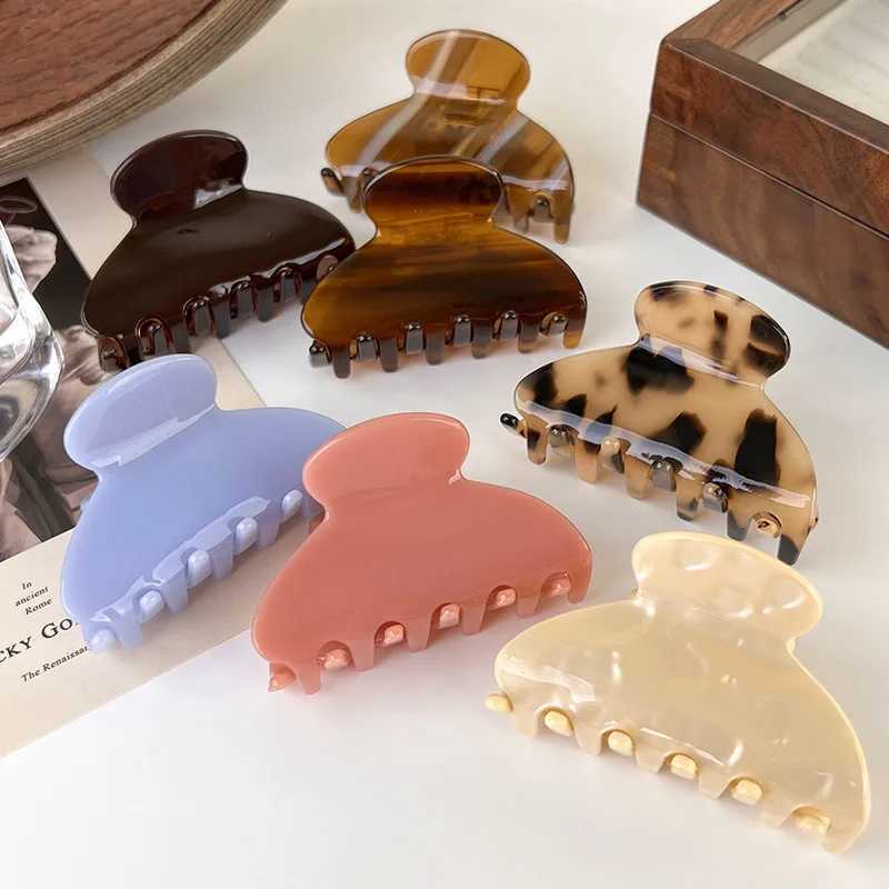 Fashion Acetate Leopard Print Hair Claws Geometric Crab Shape Clamp Styling Hair Clips for Women Girls Solid Hairpins Headdress H260328