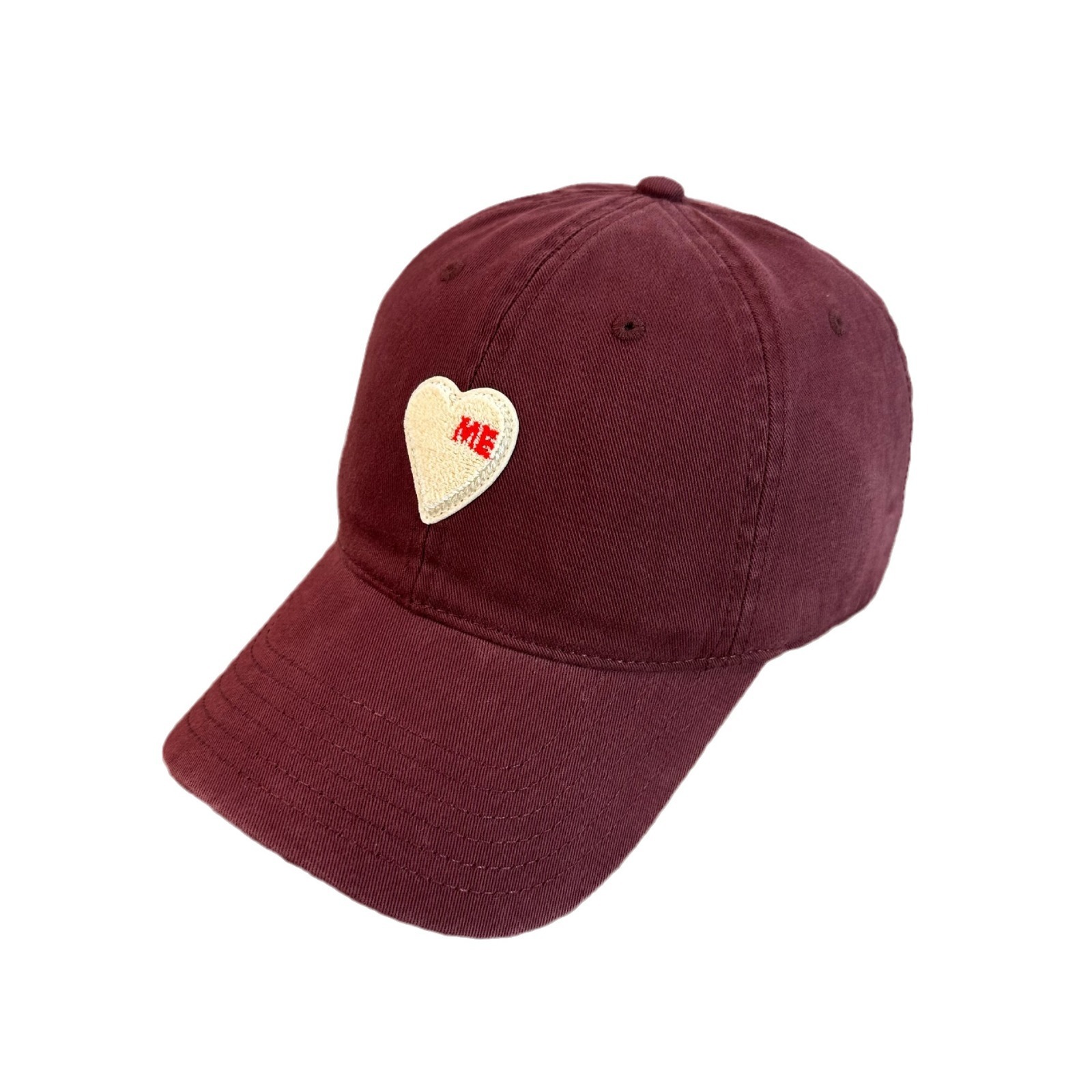 High-quality heart ME towel embroidery Korean-style baseball cap, unisex, fashionable and versatile, soft-top duckbill cap that makes the face look sm