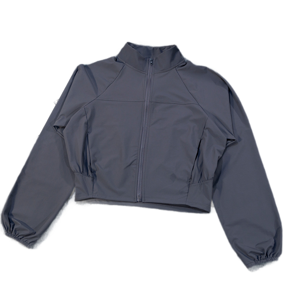 luxury fashion 2026 Women's Yoga Windbreaker Jacket, Stand Collar Sun Protection Top, Outdoor Quick Dry Crop Zip-Up Fitness Shirt
