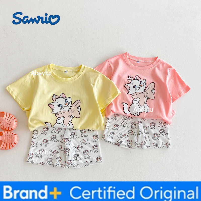 Sanrio Minnie T-shirt Shorts Two Piece Set Summer Girls Clothes Fashion Cartoon Cute Short Sleeve Suit Childrens Clothing Outfits H2603281