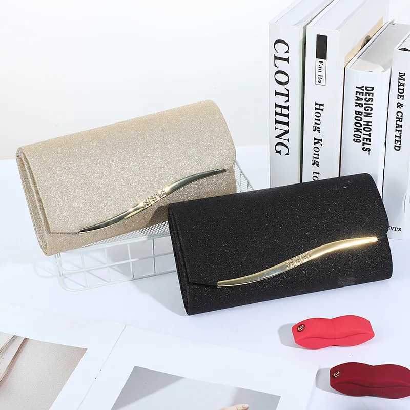 Fashionable Japanese and Korean style ladies metal-edged elegant evening bag with glitter material high-end single-shoulder cr C260327