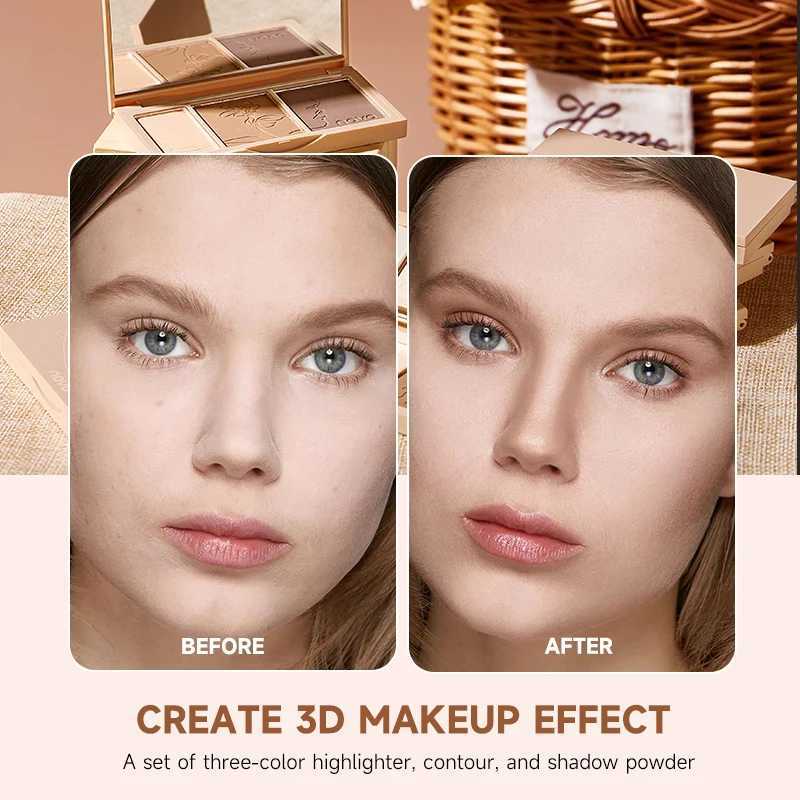 3-In-1 Contouring Powder - Easy To Blend Highlight And Contour Palette Ultra-Fine And Long-Lasting Complexion-Enhancing Shade H260328