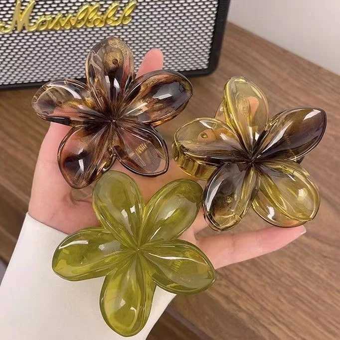 Leopard Print Flower Hair Claw Clips Women Girls Hawaiian Gradient Hairpins Hair accessories Shark Barrettes Sweet Shark Claws H260328