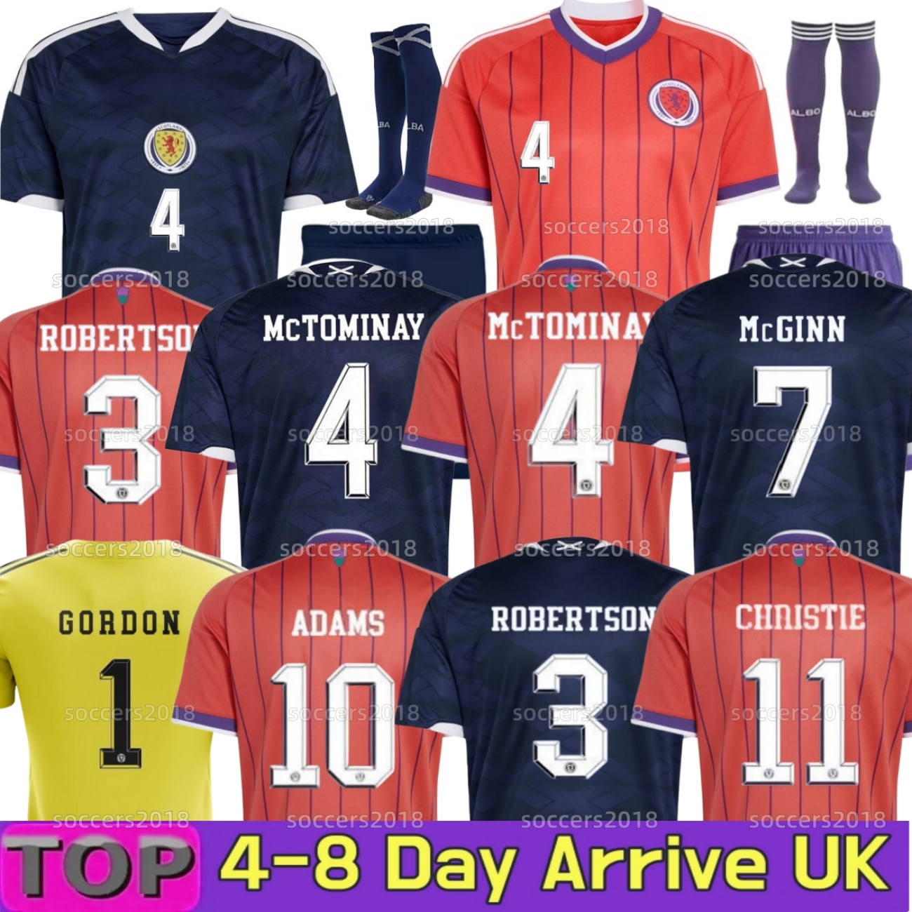 2026 Scotland World Cup MCTOMINAY soccer jersey ADAMS ROBERTSON McTominay McGREGOR SHANKLAND MCGREGOR DYKES ROBERTSON GORDON 26 27 Home Away Gk Player men kids kit