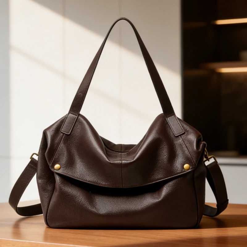 Hifashion Women Genuine Leather Large Capacity Shoulder Bags 2026 Soft Hobo Casual Daily Work Ladies Handbags Tote Female Purses C260327