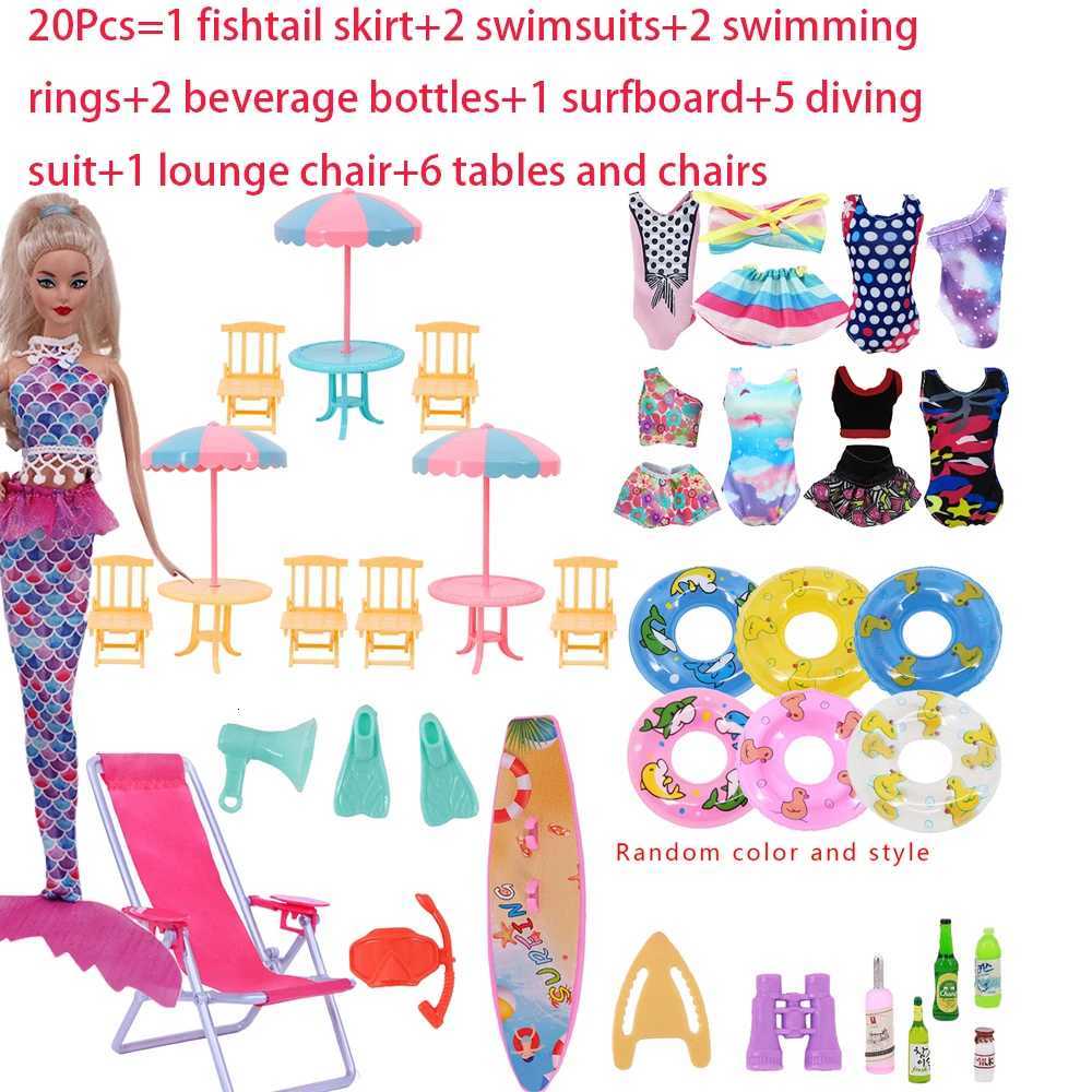 Doll Accessories Fishtail SkirtSwimsuitSwim RingMultiple AccessoriesFor 118inch30CM Doll Beach Accessories Festival Gifts Z260328