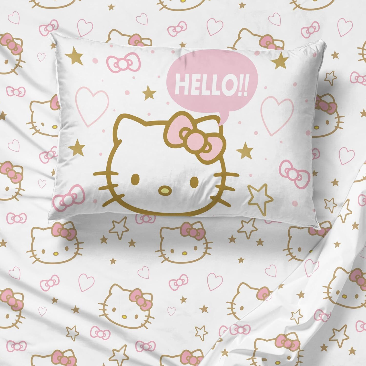 Jay Franco Hello Kitty Twin Comforter Set Piece Bedding Includes Sheet Set Pillow Covers Super Soft Pink Bedding Luxury Goods