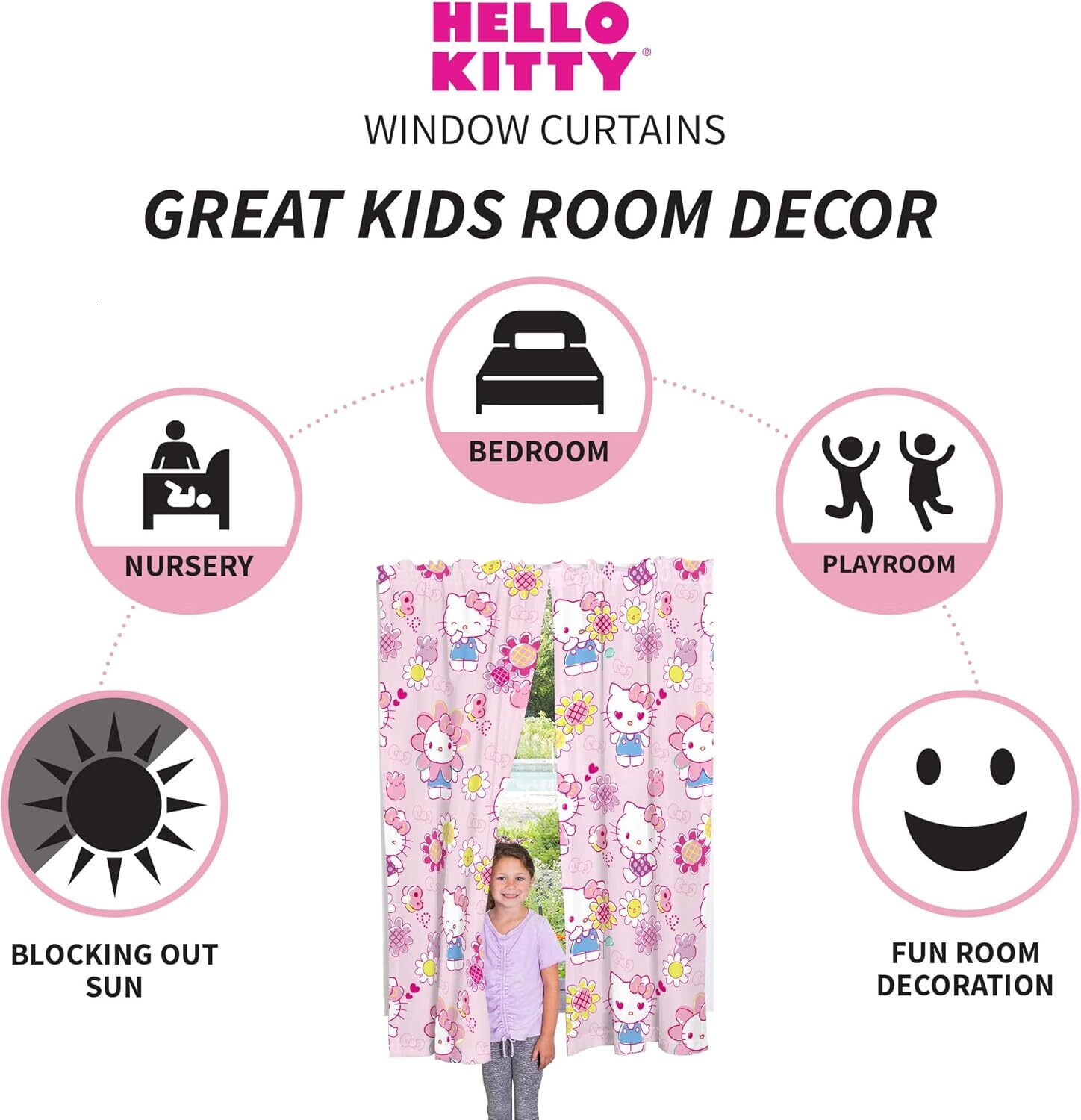 Franco Kids Room Window Curtains Drapes Set 82 in x 63 in Hello Kitty prints may vary Curtain - view 4