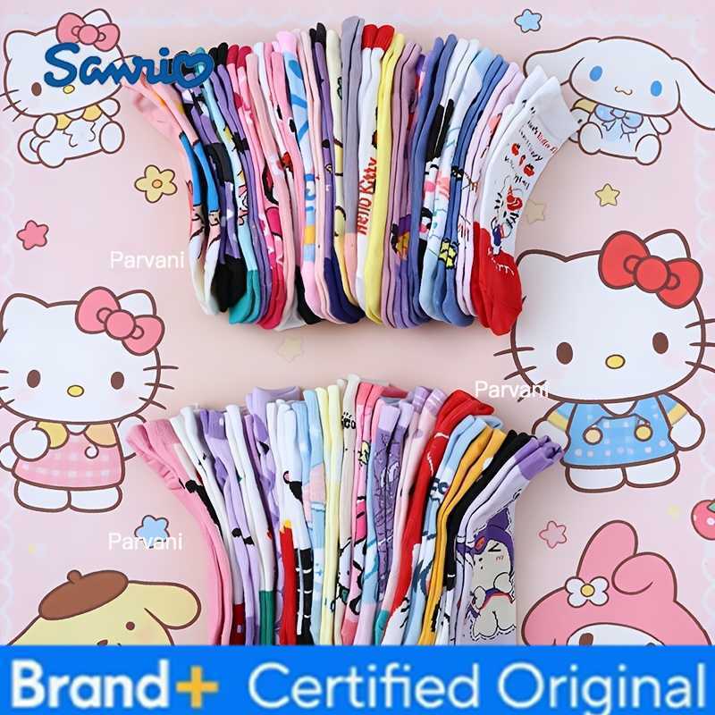 Sanrio 5 Pairs Spring/Summer Womens Fashion Sweet And Cute Cartoon Series Pattern Versatile Casual Breathable Straight Socks H2603281