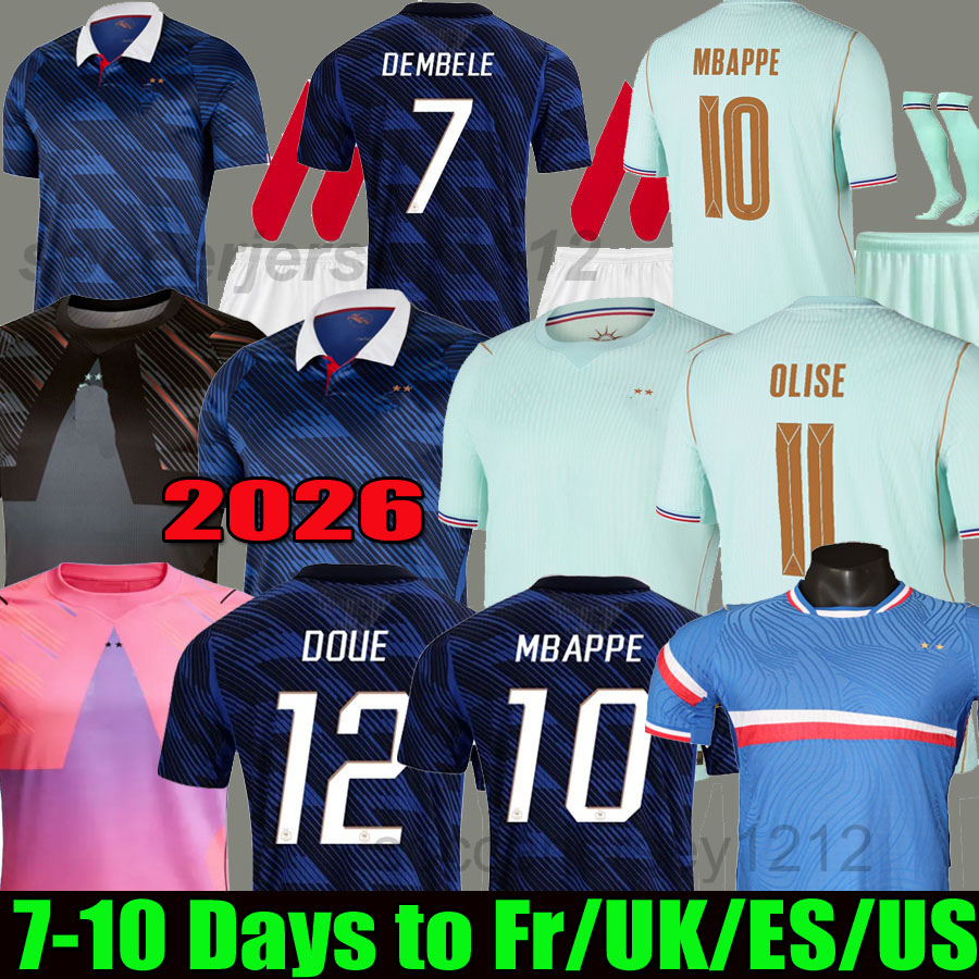 2026 French Soccer Jerseys BENZEMA MBAPPE GRIEZMANN SALIBA PAVARD Dembele 2025 Maillot De Foot Kids 25 26 27 Football Shirt men 1998 KOLO MUANI 2006 Retro