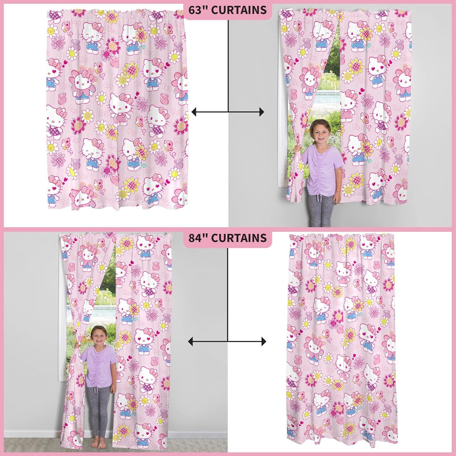 Franco Kids Room Window Curtains Drapes Set 82 in x 63 in Hello Kitty prints may vary Curtain - view 6