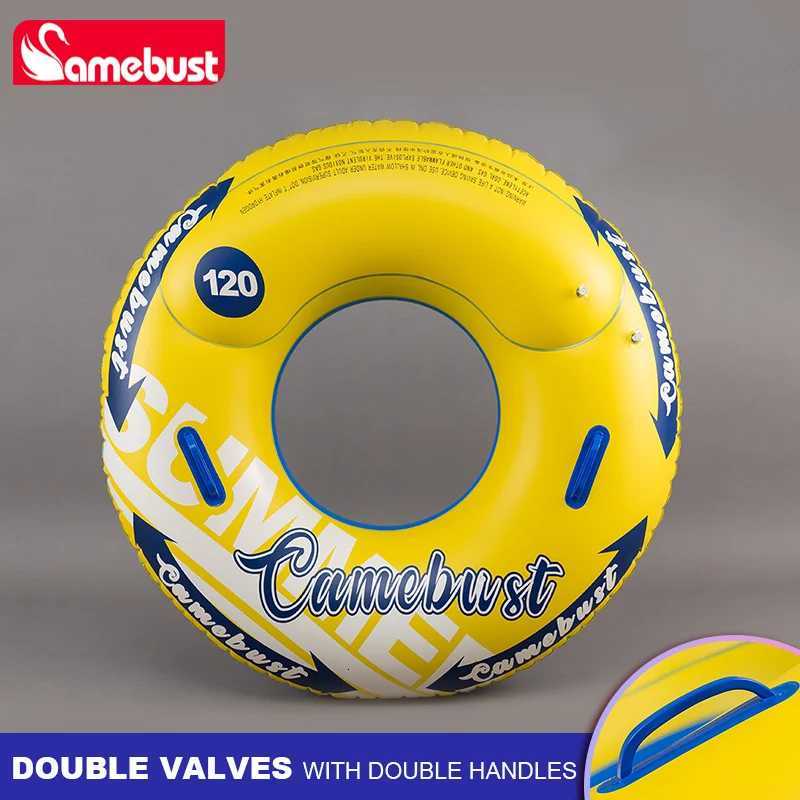 Camebust Double Valves Swim Ring Inflatable Float Tube Water Play Toys for adult kids Blue and Yellow Color 43in Z260328