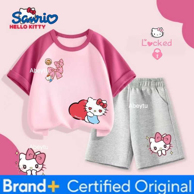 Sanrio Summer Baby Girl Clothes Set Children Girls HELLO-KITTY Short Sleeve T-shirts and Shorts 2PCS Kid Cute Outfits Tracksuits H2603281