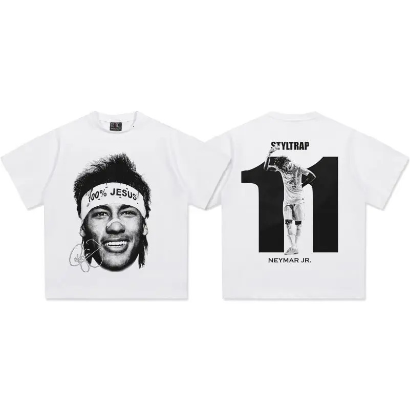 Neymar Jr Football TShirt Oversized Bold Number Graphic Cotton Tee Samba Star Men Women Y2K Edgy Streetwear Unisex Top 260306
