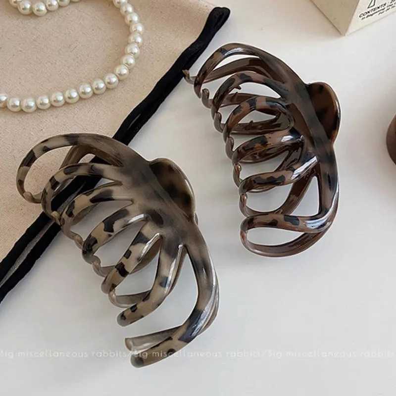 Elegant Leopard Print Large Pumpkin Hair Claw For Women Long Hair Holder Claw Clip Sweet Hair Clip Fashion Hair Accessories H260328