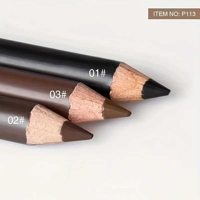 2-in-1 Wooden Handle Waterproof Eyeliner Eyebrow Pencil Sweatproof Makeup Pen for All Skin Types Multi-Use Cosmetic Tool H260328