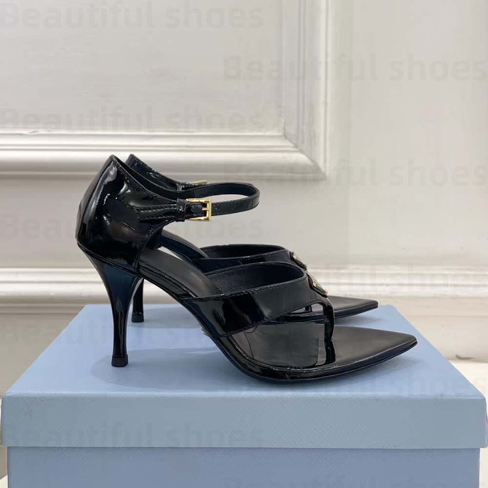 Top quality women's stiletto heel flip-flops sandals Luxury patent leather Pointed Toes business dress shoes Fashion Designer Party Evening Shoes size 35-41 with box