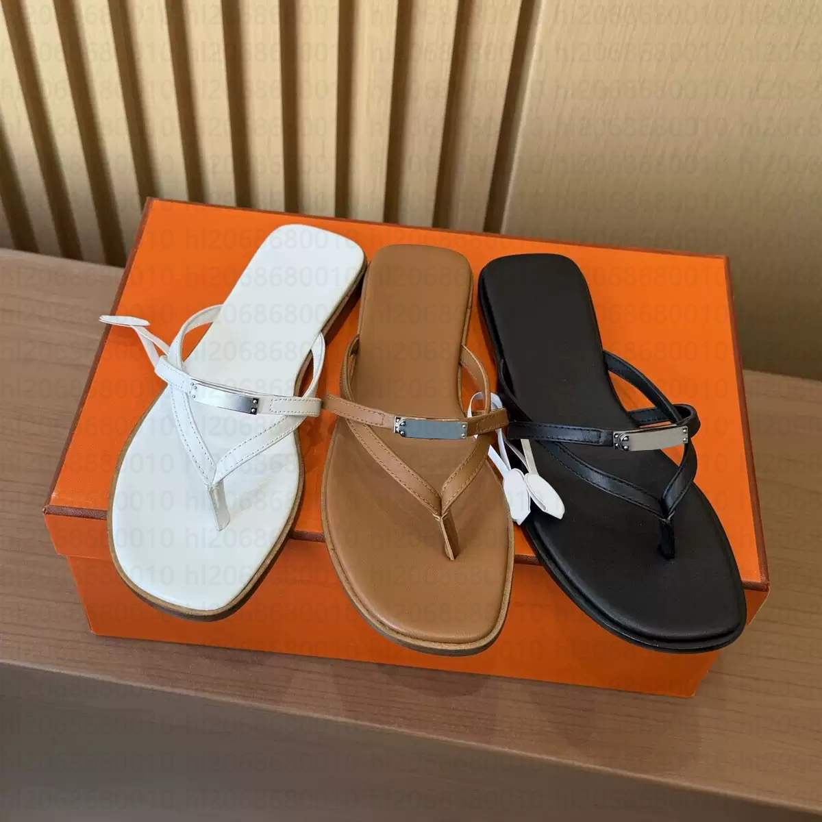 Palladium plated buckle Miss sandal luxury calfskin Mini style interlaced silhouette Minimalist womens sandals oran slides flats flip flops Buckle Shoes