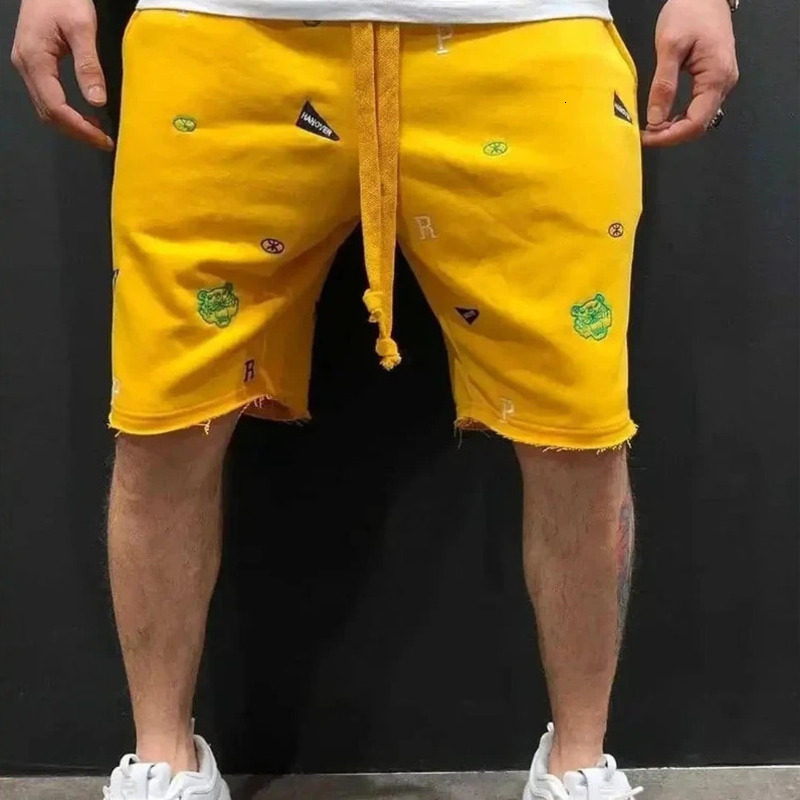 Men's Shorts Summer Shorts Relaxed Fit Cotton Breeches Bermuda Sports Shorts with Embroidery Lightweight for Daily Use Men's Clothing free s